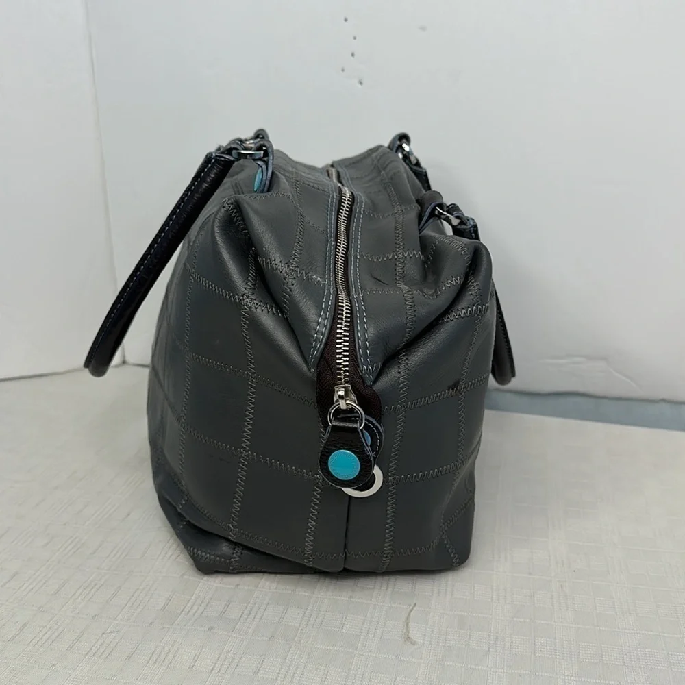 Gabs ITALIAN Tote Bag Blue Leather Woven Patchwork bag